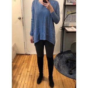 Blue knitted high-low sweater
